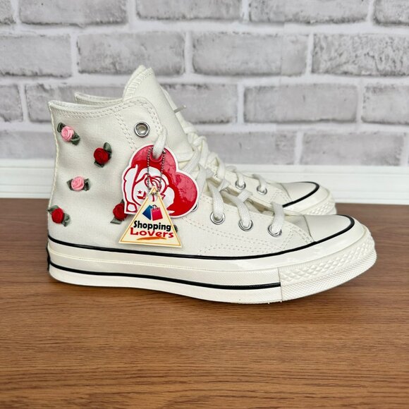 🌹🌹🌹Converse Chuck 70 Valentine's Day Hi Sz 6 Men's Shoes Roses Beige A10637C